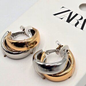 Zara Silver & Gold Hoop Earrings - NWT